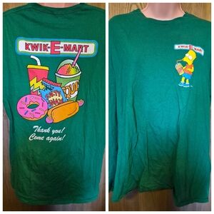 The Simpsons Kwik-E-Mart T-shirt  Green Short Sleeve Tee Bart Brainfreeze L